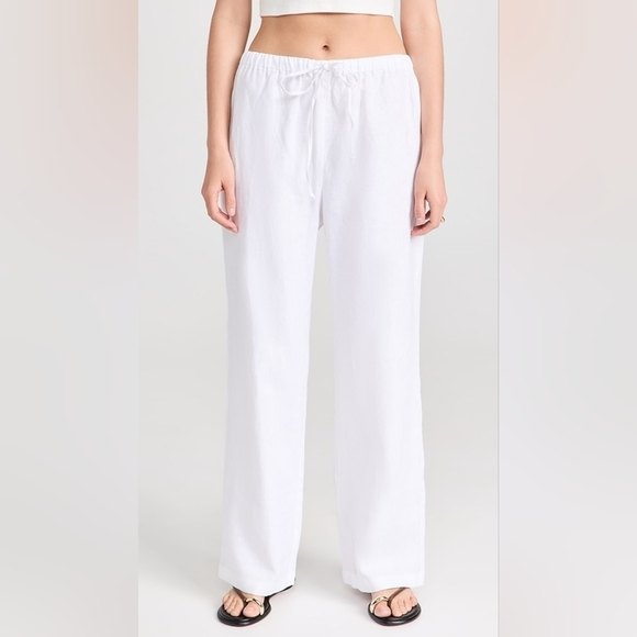 Reformation Olina Linen Pants White Linen Pants Size XL NWOT - Picture 1 of 9